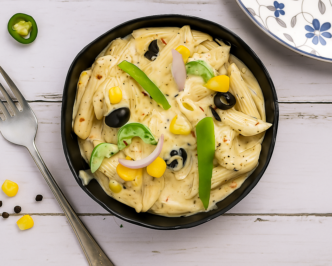 White sauce pasta at Sri Sri Cafe